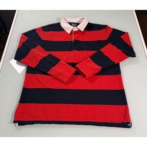Old Navy Rugby Shirt Men's XL Red & Navy Classic Stripe Casual Preppy 2010